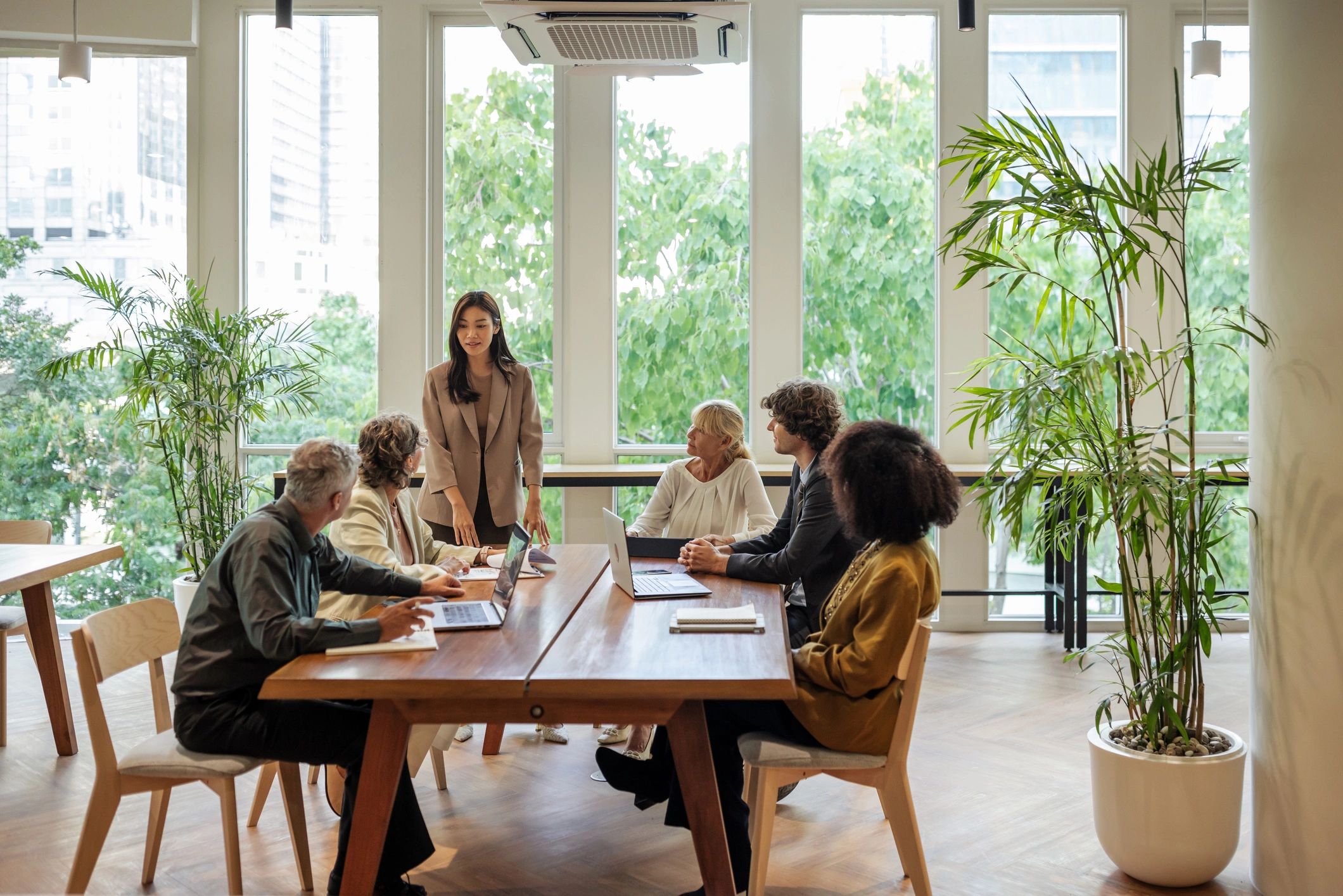 Leadership team meeting in an office