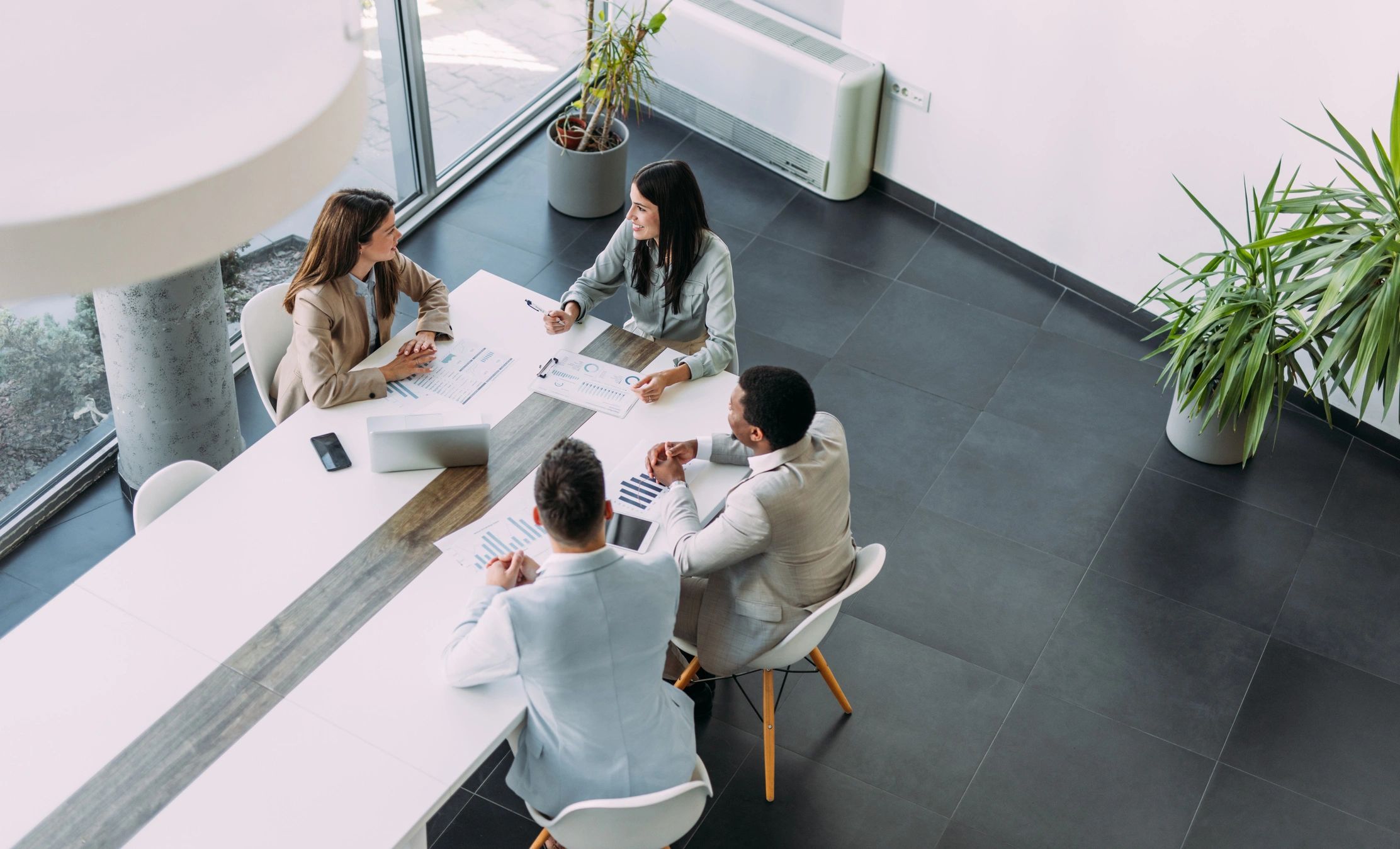 Business leadership team meeting in a modern office