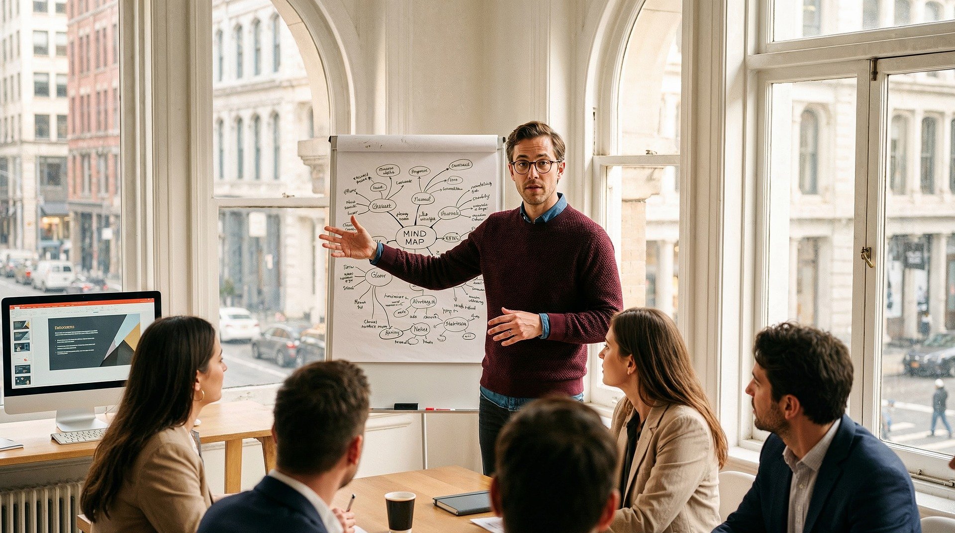 Consultant presenting strategy to a business team