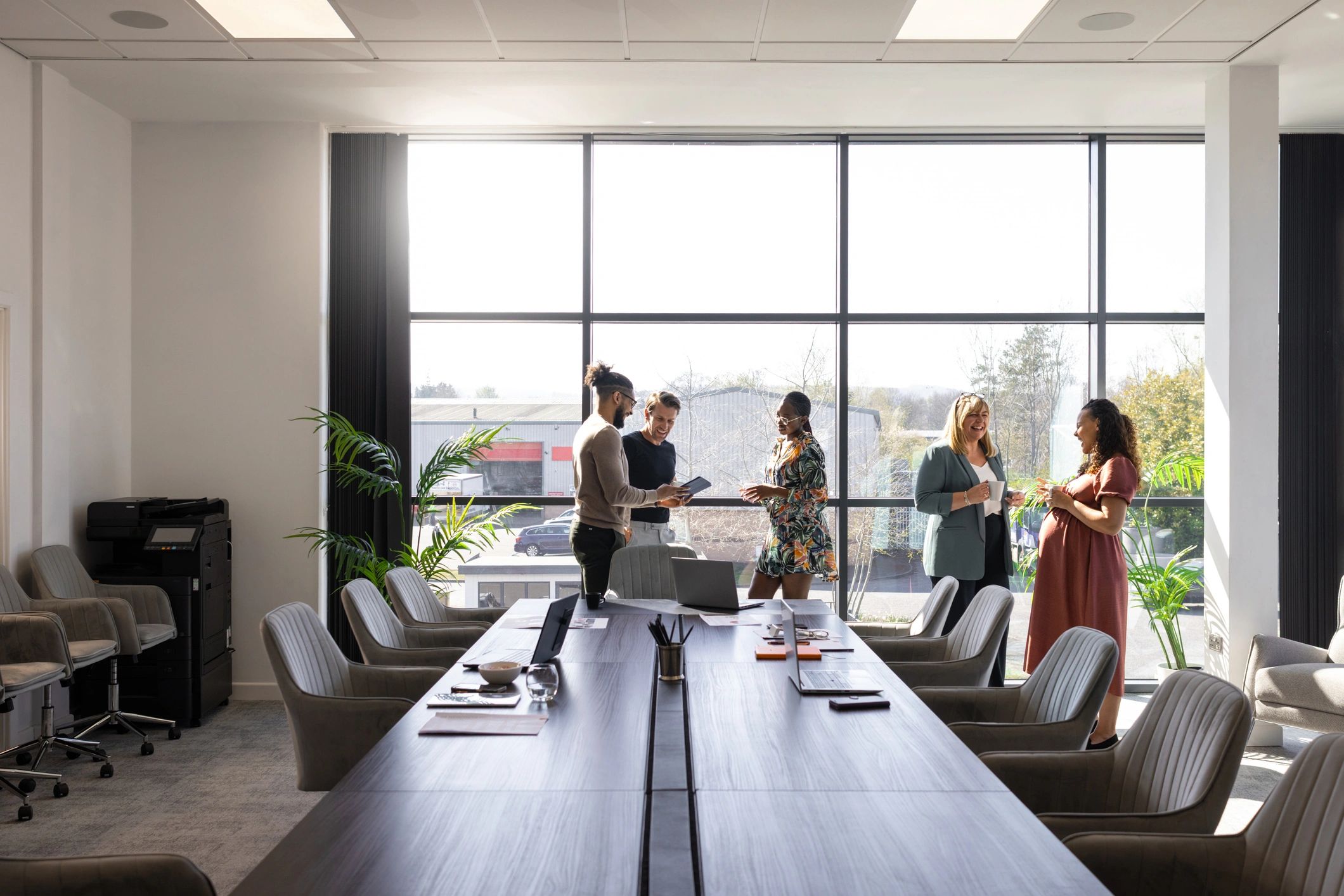 Business consultants meeting in a modern conference room